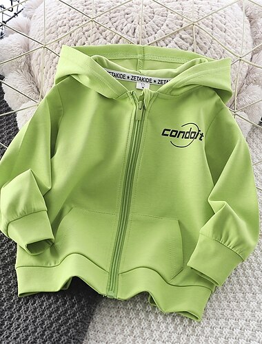  Jungen 3D Buchstabe Kapuzensweatshirt Mantel Oberbekleidung Langarm Frühling Herbst Streetwear Sport Basic Kinder 4-8 Jahre Urlaub Sport Täglich Normale Passform