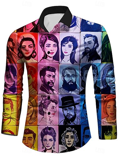  Retro Vintage Retro Vintage 1970er 1980er Hemd Hippie Herren Disco Party Casual Alltagshemd