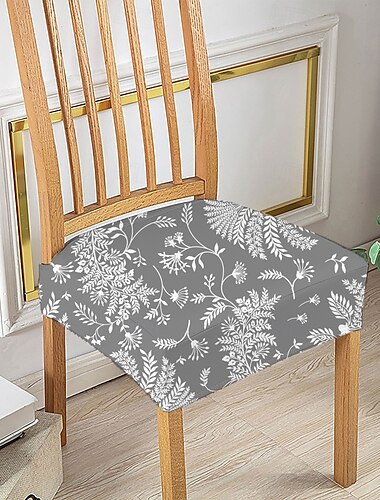  Kitchen Chair Seat Cover Geometric Printed Polyester Slipcovers