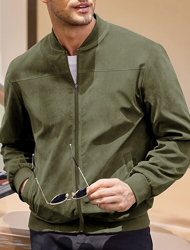  رجالي مفجر سترات سترة انتقالية مناسب للخارج جيب كل الفصول سهل كاجوال مرتفعة عادية أسود بني خضار العسكري أزرق داكن أزرق فاتح جاكتس