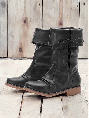  Burgunderrote, wandelbare Stiefel mit halbhoher Schafthöhe für Damen mit umklappbarem Schaft und Schnürdetail – vielseitiges Schuhwerk im Vintage-Stil für lässige und herbstliche Outfits