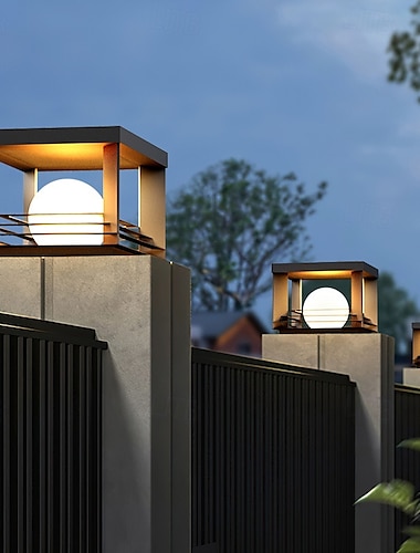  Farolas LED para exteriores, de color blanco cálido, 30 cm, 1 luz, modernas, de metal, cuadradas, negras, para paisajes, columnas, E26/E27, para patios, postes, superficies planas, decoración de