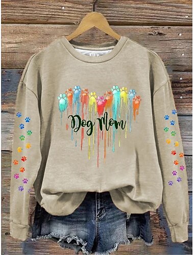  Damen Pullover Herz Regenbogen Alltagskleidung Print lässig Rundhals Langarm mikroelastisch Winter Frühling&amp;Fallkomfort, atmungsaktives, weiches Gewebe