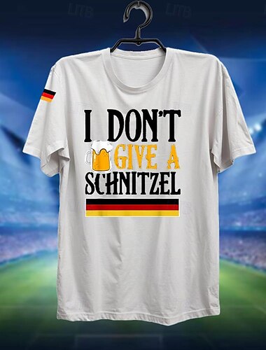  Herren Buchstabe Bier Flagge / Nationalflagge T Shirt T-Shirt Baumwolle Kurzarm Grafik Hemd Schwarz Weiß Bequemes T-Shirt Straße Sport im Freien Modedesigner-Kleidung