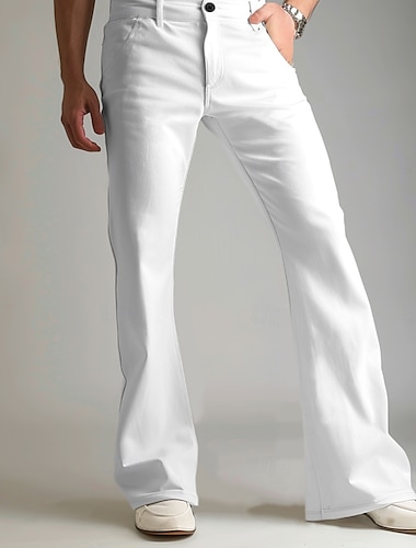  Voor heren Pakken Uitlopende broek Broek Kostuumbroek Zak Effen Comfort Ademend Volledige lengte Buiten Dagelijks Uitgaan Modieus Casual Wit Khaki Rekbaar