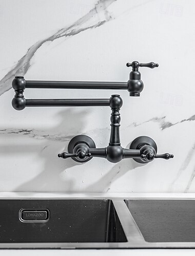  Grifería de Cocina - Dos asas de dos agujeros Cromo / Galvanizado / Acabados Pintados Boquilla estándar / Llenadora de macetas Colocado en la Pared Retro Antiguo Kitchen Taps