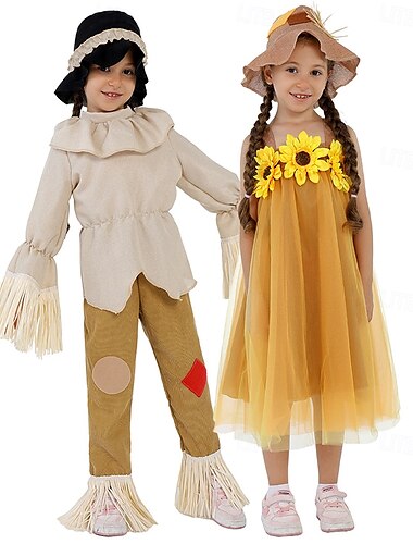  Vogelscheuche Faschingskostüme Cosplay Kostüm kinderkleidung Jungen Mädchen Leistung Maskerade Einfaches Karnevalskostüm