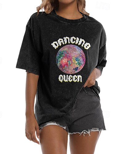  Retro Vintage 1970er Baumwoll T-Shirt Unisex 70er Party Casual Daily T-Shirt oversized Acid Washed T-Shirt