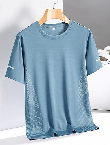  Herren T-Shirt Kurzarm Rundhalsausschnitt T-Shirt Muskel-T-Shirt Kurzarm-Shirt Außen Schnelltrocknend Trainieren Weich Polyester Patchwork Schwarz Weiß Königsblau Fitnessstudio Klettern Camping