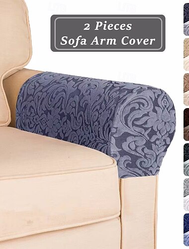  Funda elástica para reposabrazos de 2 uds, fundas de brazo jacquard para sofá, funda de reposabrazos de spandex para sillón reclinable, lavable antiarañazos para perros y mascotas