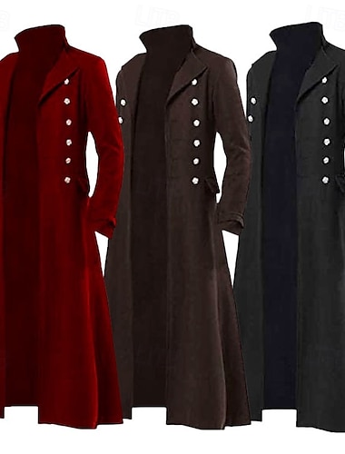  Retro vintage Middeleeuws Jas Trenchcoat Ren Faire Pest dokter Priester Effen Kleur Voor heren Stoompunk Halloween Carnaval Maskerade Feest / Uitgaan Toneel Volwassenen Jas