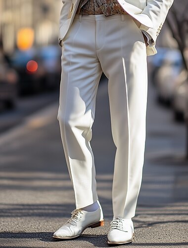  Herren Anzughosen Karottenhose Hose Hosen Anzughose Tasche Glatt Komfort Weich In voller Länge Hochzeit Party Geschäft Modisch Strassenmode Weiß Dunkelgray