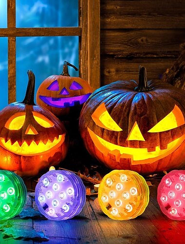  4 szt. Światło dyni led z pilotem Wodoodporne do dekoracji na Halloween Zmieniające kolor wodoodporne diody LED na przyjęcie świąteczne wystrój szklany wazon basen Lampa podwodna Halloween