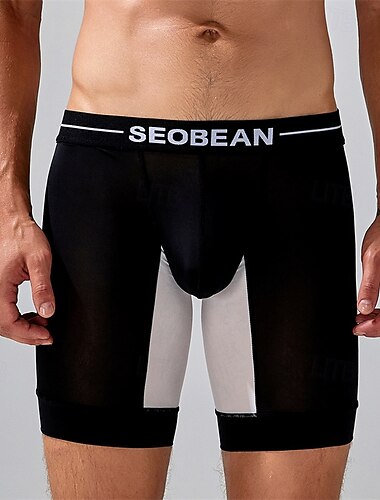  Herren 1 pc Unterwäsche Boxer Boxer-Shorts Patchwork Polyester Nylon Atmungsaktiv Weich Komfortabel Farbblock Mittlere Hüfthöhe Schwarz Weiß