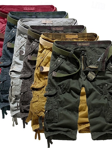  Voor heren Cargoshorts Caprishorts Capri broeken Wandelshorts Meerdere zakken Effen Comfort Ademend Kuitlengte Casual Dagelijks Streetwear Sport Modieus Leger groen Wijn Micro-elastisch