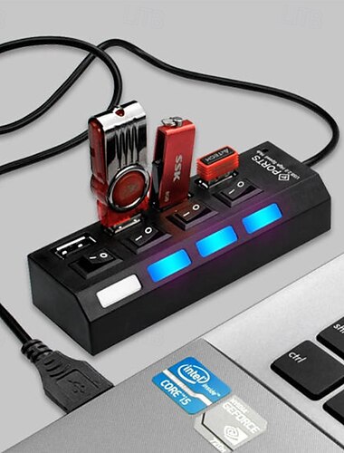  4 porty hub usb 2.0 adapter ekspander multi rozdzielacz usb wielokrotny przedłużacz z niezależnymi przełącznikami wskaźnik led