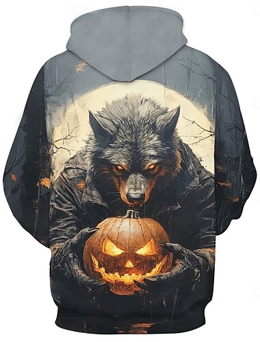  Kürbis Werwolf Herren Komfort Farbe Sweatshirts Mode 3D Druck Hoodie Halloween Hoodies schwarz