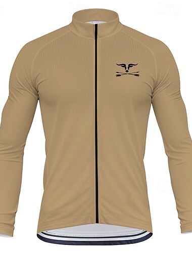  Voor heren Wielrenshirt Lange mouw Winter Fietsen T-shirt Kleding Bovenlichaam met 3 achterzakken Bergracen Wegwielrennen Sneldrogend Rits Aan De Voorzijde Lampenkatoen Blauw Groen Khaki Grafisch