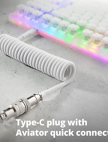  клавиатура спиральный usb c кабель для игровой клавиатуры двухрукавный механический кабель клавиатуры со съемным металлическим авиатором 1,5 м usb-c на usb-a