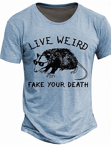  Homens Animal Gíria engraçada Camiseta Manga Curta Camiseta Impressão 3D Gola Redonda Camisa Retro Vintage Casual Rua Casual Bagels Azul Claro cáqui Cinzento Claro Primavera Verão Roupa S M L XL 2XL