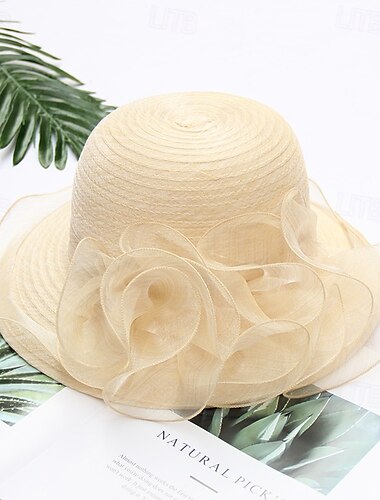  Damen Hochzeit formale Organza breite Krempe Hut Kirche Kentucky Derby Fascinator Braut Tee Party Hut