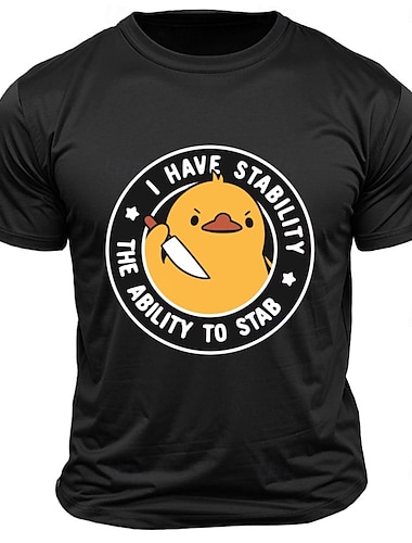  男性用 動物 レタープリント おかしい あひる Tシャツ ティートップ コットン１００％ 半袖 グラフィック シャツ ブラック ダック アーミーグリーン 快適なTシャツ ストリート スポーツ・アウトドア ファッションデザイナーの衣類
