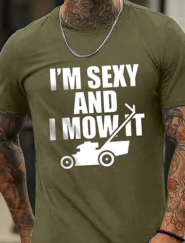  Bărbați Mașină Imprimat cu litere Tricou Tee Top 100% Bumbac Manșon scurt Grafic Cămaşă Verde Militar Albastru Închis Tricou confortabil Stradă Sport exterior Îmbrăcăminte de designer de modă