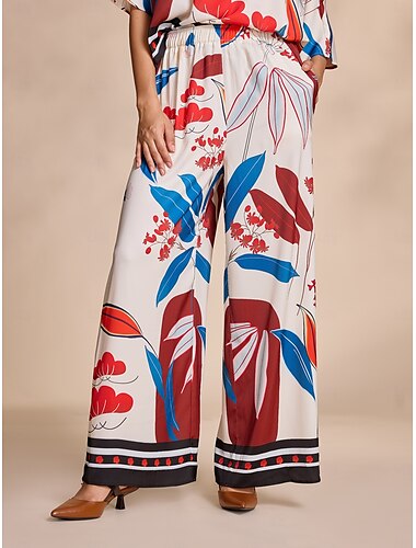  satin eleganta vida ben lösa maxi byxor med ficka