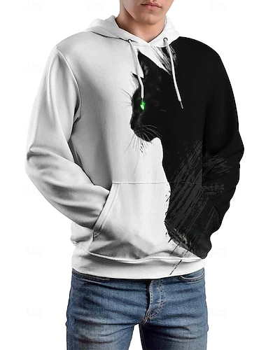  Herren Kapuzensweatshirt Kapuzenshirts Pullover Mode Täglich Lässig Langarm Mit Kapuze Urlaub Streetwear Schwarz Drucken Winter Frühling & Herbst Designer S M L XL XXL 3XL
