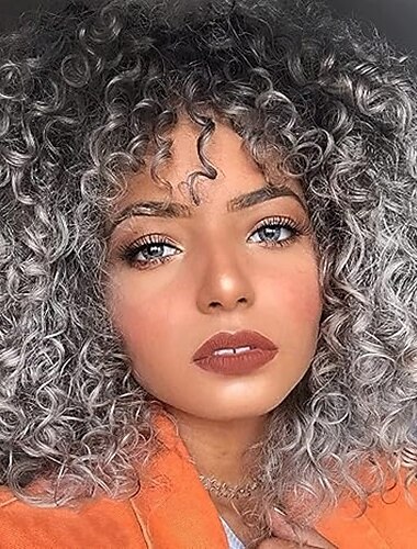  Afroblonde lockige Perücken für schwarze Frauen, krause blonde Perücke mit Pony, synthetisches hitzebeständiges Haar für den täglichen Gebrauch