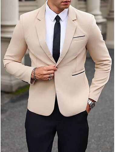  Veste de blazer pour homme Veste de sport légère classique décontractée unie Blazer noir kaki coupe standard à boutonnage simple