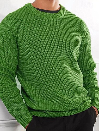  Herren Pullover Strickpullover Gerippt Gehäkelt Stricken Standard Strick Glatt Rundhalsausschnitt Modisch Basic Freizeitskleidung Verabredung Bekleidung Herbst Winter Schwarz Weiß S M L