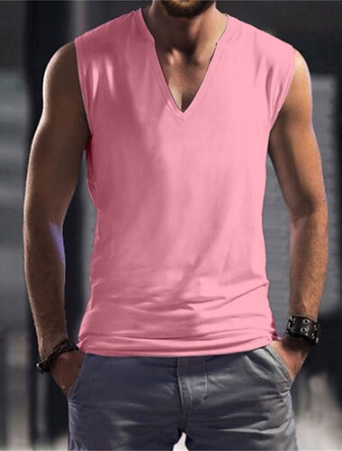  Per uomo Canotta Gilet Canottiera Maglietta senza maniche Senza Maniche Scollo a V Estate Semplice Moda Classico Confortevole Casuale Palestra Streetwear Bianco Maglietta Top per Uomo