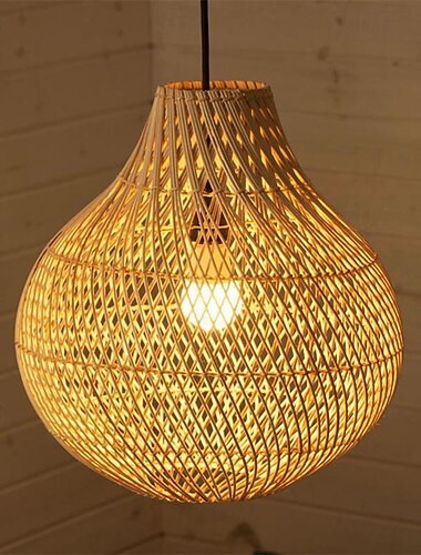  Lámpara colgante LED con diseño de linterna de bambú, lámpara retro de 40/50/60 cm, la iluminación del techo es aplicable a la sala de estar, dormitorio, restaurante, cafetería, bar, restaurante,