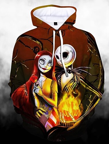  Víspera de Todos los Santos Esqueleto Sudadera Pullover Sudadera con capucha navideña divertida Estampado 3D Bolsillo delantero Gráfico Para Pareja Hombre Mujer Adulto Víspera de Todos los Santos