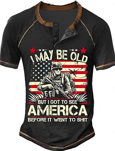  Herren Halloween Fahne Henley Shirt Langarm Print Täglich Urlaub Casual Täglich Frühling & Herbst Schwarz Grün Dunkelblau Henley Henley T-Shirt