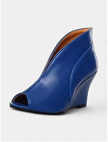  Schwarze offene Keilabsatzschuhe für Damen – stilvolle Stiefeletten aus Kunstleder für legere und elegante Anlässe