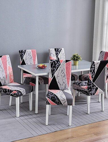  Stuhlhussen aus Spandex, elastischer Stuhlbezug, Stuhlbezug mit hoher Rückenlehne, bedruckte Stuhlhussen aus Polyester für Hotel-Esszimmer, Büro, Bankett, Heimdeko