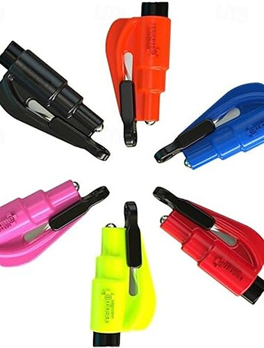  Llavero con herramienta para romper ventanas de coche, 6 uds., 3 en 1, rompecristales y cortador de cinturón de seguridad  & Silbato de supervivencia, llavero de emergencia, herramienta de escape para