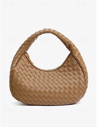  elegante Hobo-Tasche aus gewebtem Leder in Elfenbein für Damen – schicke Handtasche mit rundem Griff, perfekt für Tages- und Abend-Outfits