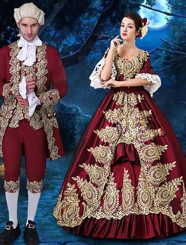  Paare Rokoko Barock viktorianische Verkleidung Outfits Halloween Gruppe Paare Kostüme Prinzessin Prinz Männer Frauen Halloween Performance Party Maskerade