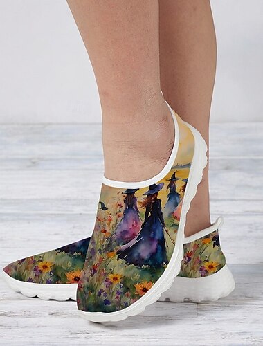  Slip-On-Sneakers für Damen mit Halloween-Motiv – bequeme, leichte Schuhe mit festlichem, künstlerischem Design für die Freizeit