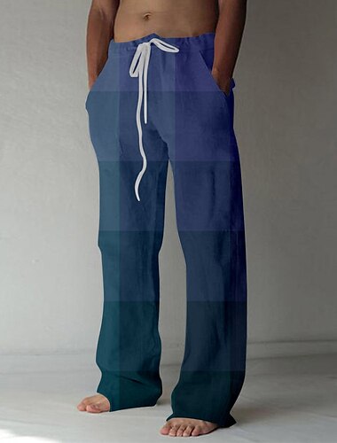  Herren Freizeithose Kordelzug Gerade geschnitten Geometrisch Urlaub Brautkleider schlicht Rote Blau Unelastisch