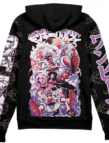  One Piece Обезьяна d Луффи Ророноа Зоро Луффи Гир 5 Толстовка Толстовка на молнии Аниме 3D Передний карман Графический Назначение Для пары Муж. Жен. Взрослые Хэллоуин Карнавал Маскарад 3D печать