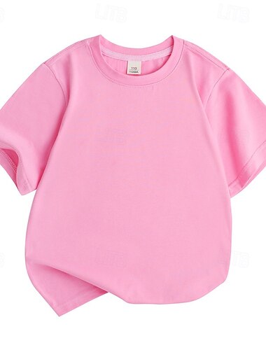  Unisex Jungen Mädchen 3D Feste Farbe T-Shirt Kurzarm Sommer Frühling Modisch Basic kinderkleidung 4-12 Jahre Rundhalsausschnitt Outdoor Casual Täglich Regular Fit
