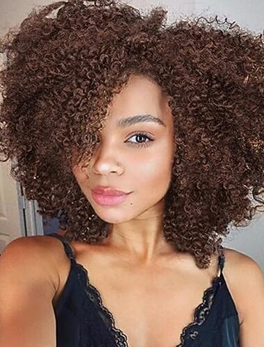  Pelucas cortas y rizadas con raya lateral, peluca afro rizada para mujeres negras, pelucas sintéticas afroamericanas retorcidas
