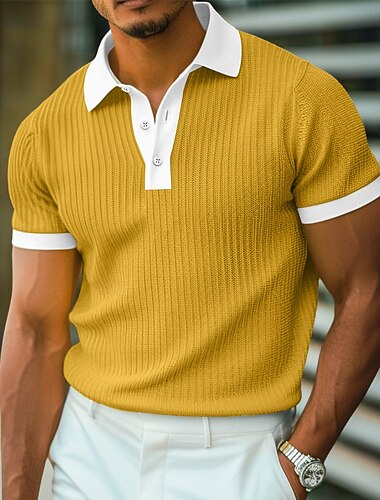 Herren Muskelshirt Golfshirt Arbeit Lässig Gerippter Polokragen Klassisch Kurzarm Basic Modern Farbblock Gerippt Frühling & Sommer Schmale Passform Weiß Gelb Blau Grün Grau Muskelshirt   Herren Muskelshirt Golfshirt Arbeit Lässig Gerippter Polokragen Klassisch Kurzarm Basic Modern Farbblock Gerippt Frühling & Sommer Schmale Passform Weiß Gelb Blau Grün Grau Muskelshirt