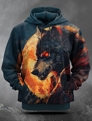  Kürbis Werwolf Herren Komfort Farbe Sweatshirts Mode 3D Druck Hoodie Halloween Hoodies blau
