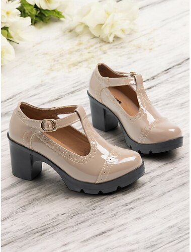  Zapatos vintage de tacón grueso con tiras en T para mujer: calzado elegante y versátil para la oficina, fiestas y uso diario