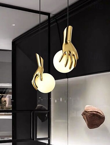  led pendel varm hvid 15cm 1-lys kreativ luksus hvid glasskærm globe gylden hånd g4 moderne pendel lanterne design til soveværelse spisestue 110-240v